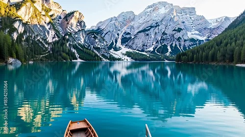 Lake Braies Serenity - A Tranquil Mountain Escape in Italy.