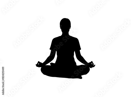 silhouette of a woman meditating
