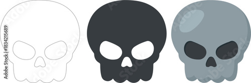 set of skull icons danger warning flat vector illustration