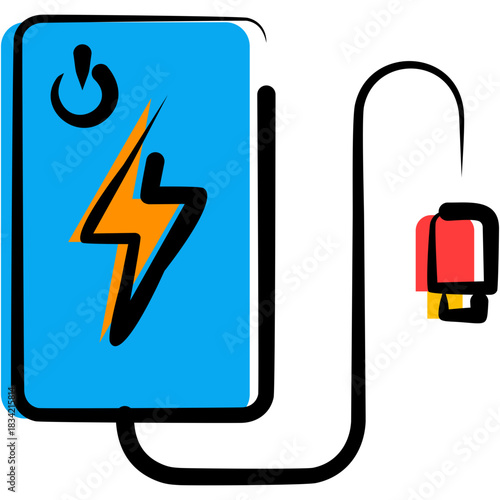 Power Bank Hand Drawn Color icon