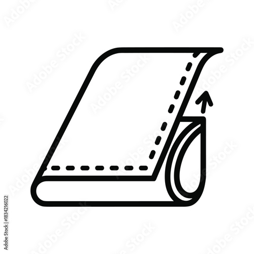 Line icon of a material layer being peeled off along a dotted line.