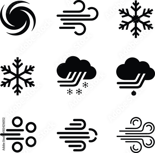 Collection of weather icons representing different atmospheric phenomena