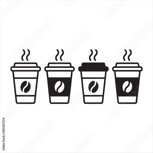 coffee cup paper icon collection