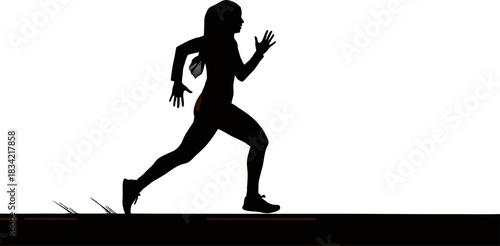 Silhouette of a woman wearing a hijab running