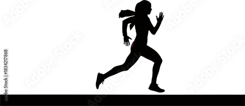 Silhouette of a woman wearing a hijab running