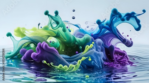 Fish swimming in clear blue water with an abstract liquid splash of light and ocean waves
