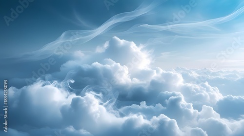 Bright blue sky with white clouds, a beautiful nature day view