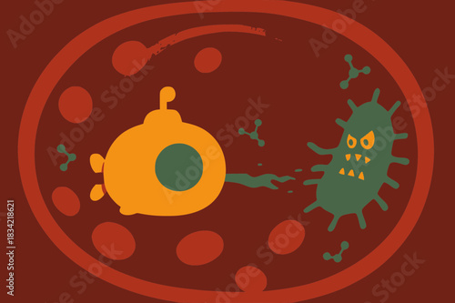 A detailed cross-section illustration of an animal cell showing its internal organelles, including the nucleus, mitochondria, endoplasmic reticulum, and other structures