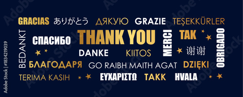thank you text in different languages vector illustration