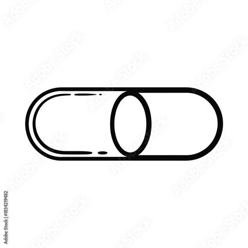 Simple line drawing of a capsule or pill shape