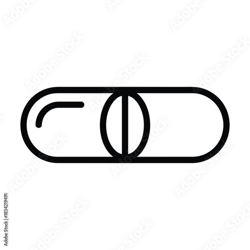 Simple outline icon of a pharmaceutical capsule or pill