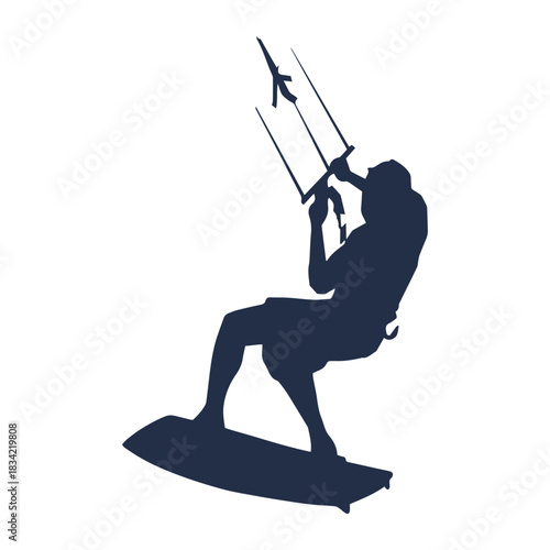 Awesome kite surfer silhouette
