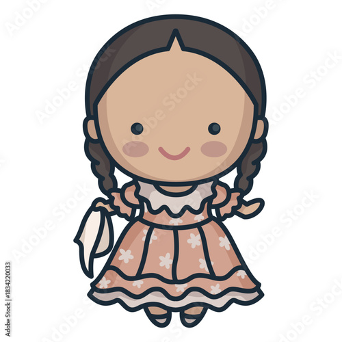 Cute argentinian woman dancing character