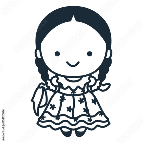 Cute argentinian woman dancing character stroke
