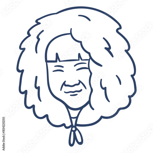 Eskimo old woman face stroke