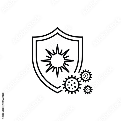 Shield protecting against virus and bacteria icon vector
