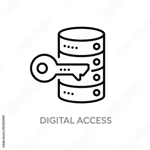 Digital access icon with key and server stack