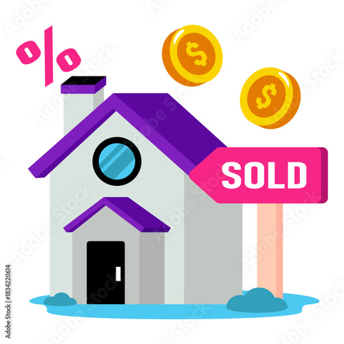Creative design icon of home sold board