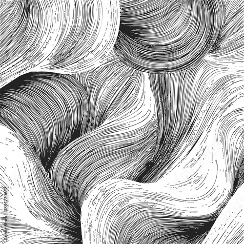 Abstract lines sketch hand drawn flowing curved pattern. Vector illustration
