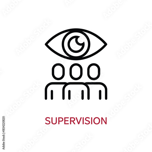 Human eye observing a group of people symbolizing supervision and oversight