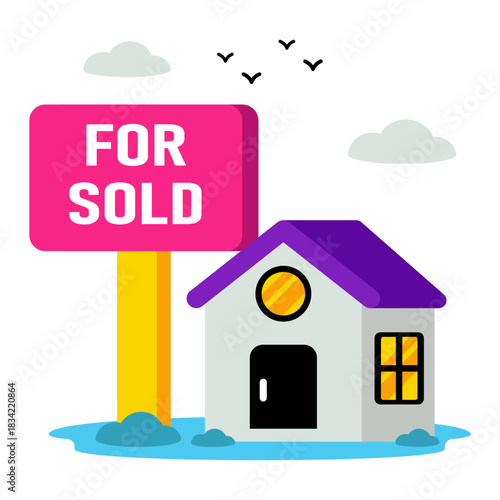 Creative design icon of sold home board