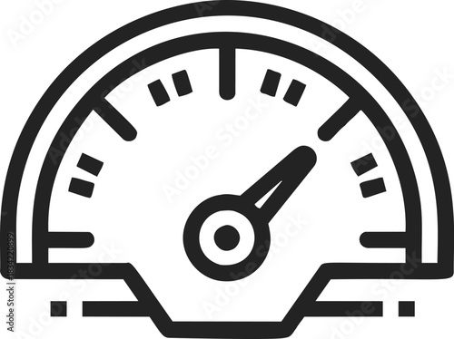 Speedometer icon sketch, hand drawn vector, dashboard gauge with needle. Vector illustration