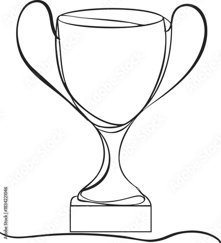 Trophy cup sketch, hand drawn line art with simple elegant outline. Vector illustration