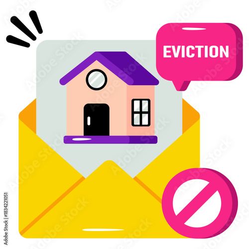 Flat design icon of eviction notice 