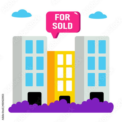 Modern design icon of sold building