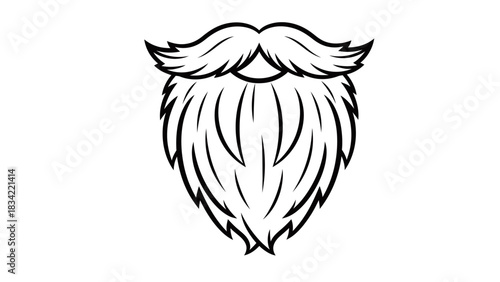 Stylized black and white line art illustration of a full beard and mustache, perfect for a barbershop logo or masculine icon design