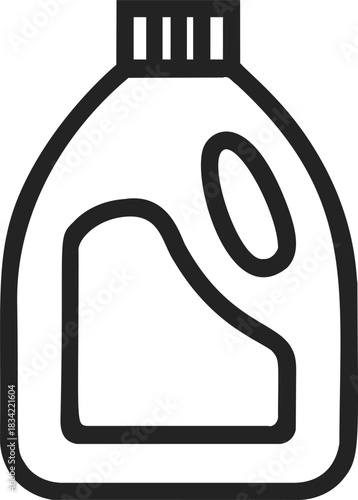 Laundry detergent bottle sketch, hand drawn outline with simple bold lines. Vector illustration