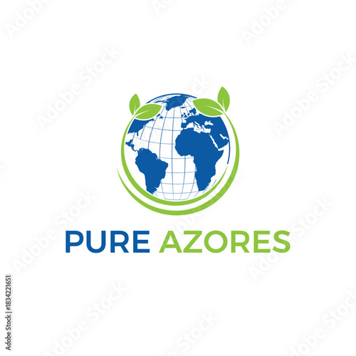 A vibrant blue Earth is adorned with lush green leaves, symbolizing environmental consciousness and global sustainability, set against a pristine white backdrop.