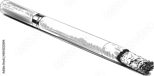 Cigarette sketch hand drawn style detailed tobacco product isolated. Vector illustration