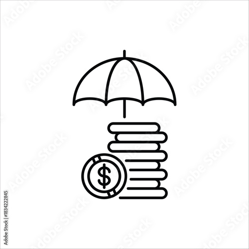 Wealth Protection icon. Assets protection icon. Financial protection symbol for web design. Isolated on white background.