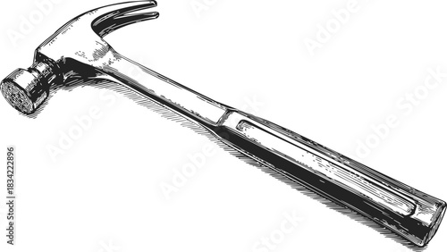 Hammer sketch hand drawn illustration of classic claw hammer tool. Vector illustration