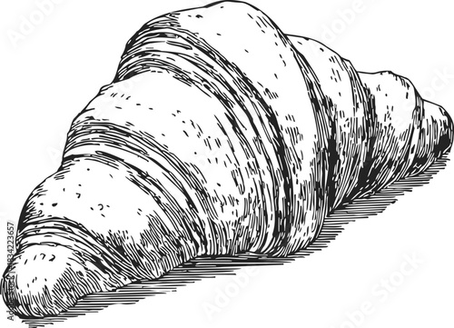 Croissant sketch hand drawn style detailed bakery pastry. Vector illustration