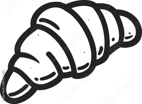 Croissant sketch hand drawn style, simple bakery pastry outline. Vector illustration