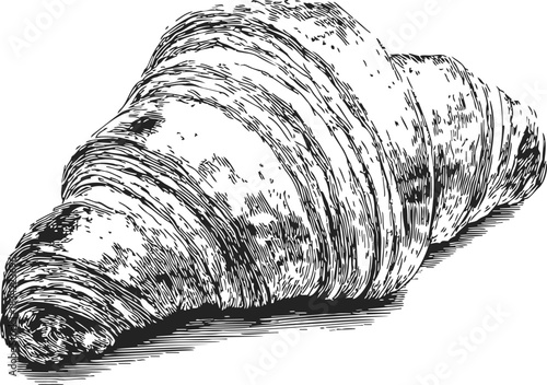 Croissant sketch hand drawn detailed bakery pastry illustration. Vector illustration