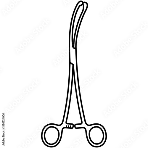 Vulsellum forceps. Surgical instrument. Vector outline icon.