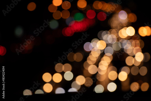 De-focused Christmas lights background in Christmas night light