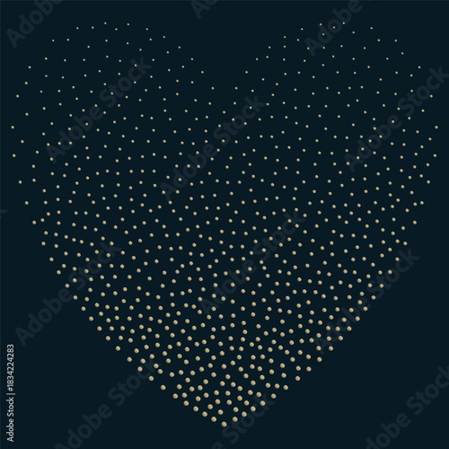 Minimal dotted heart shape abstract design on dark background for modern t-shirt print