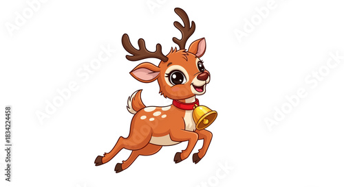 A cute baby reindeer christmas vector illustration isolated on white background