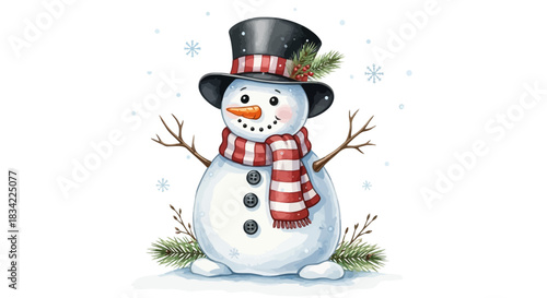 snowman with a broom vector illustration