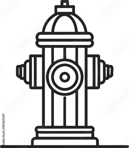 Fire hydrant sketch hand drawn style with bold outline details. Vector illustration