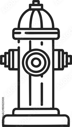 Fire hydrant sketch hand drawn black outline isolated on white background. Vector illustration