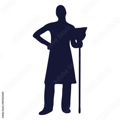 Cleaner broom silhouette