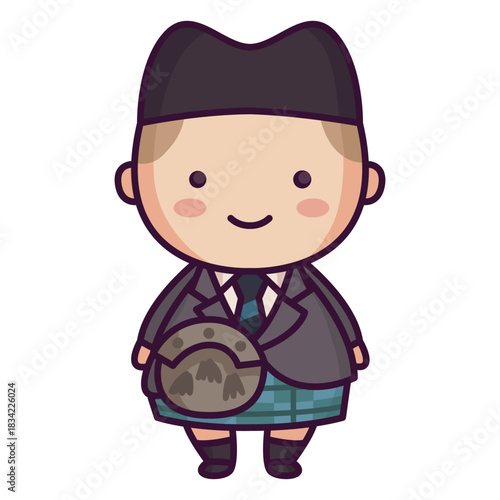 Man tartan kilt scottish character cute
