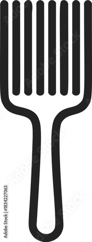 Hair pick sketch, hand drawn vector, simple black outline, isolated on white. Vector illustration