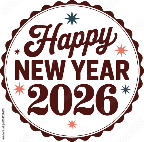 Celebrate the vibrant new year 2026 with this festive badge design for cards, banners social media and marketing campaigns  a joyful modern message