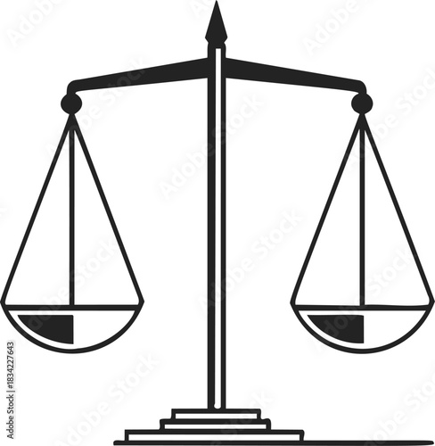 Balance scale sketch hand drawn classic weighing instrument with two pans. Vector illustration